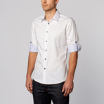 Contrast Placket Button-Up Shirt // White (L)