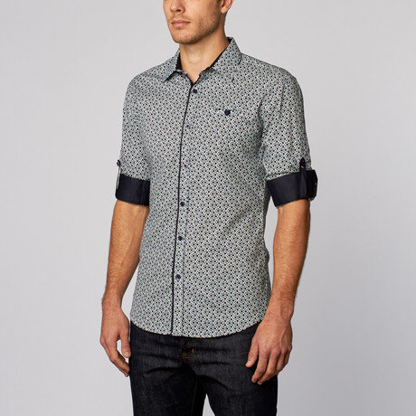 Sequence Pattern Button-Up Shirt // Navy (S)