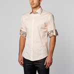 Floral Contrast Button-Up Shirt // Pink (S)