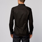 Contrast Stitch Button-Up Shirt // Black + Gray (2XL)