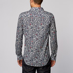 Floral Print Button-Up Shirt // Navy (L)