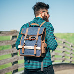 Leather + Canvas Survey Backpack (Green)