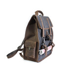 Leather + Canvas Survey Backpack (Green)