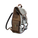 Leather + Canvas Survey Backpack (Green)