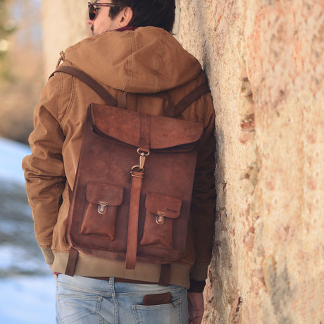 Leather Survey Backpack (Brown)