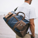 Leather + Canvas Travel Bag (Green)
