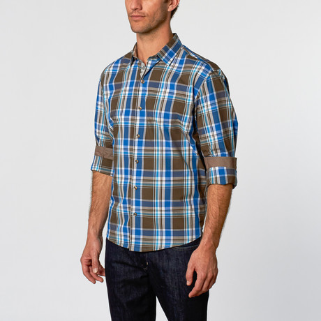 Westminster Button-Up // Royal Blue + Brown (S)