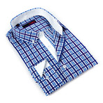 Overall Plaid Button-Up Shirt // Blue + Purple (L)