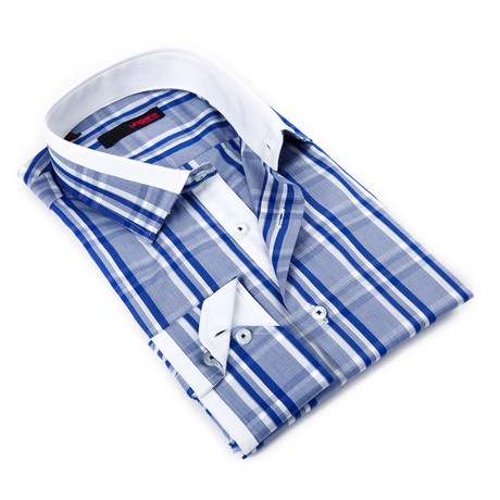 Large Plaid Button-Up Shirt // River Blues (S)