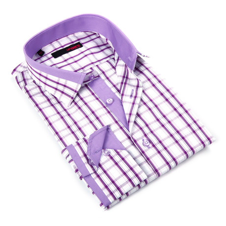 Plaid Button-Up Shirt // Multi-Purple (S)