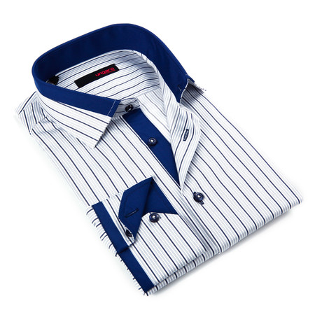 Stripe Button-Up Shirt // Navy + Off White (S)