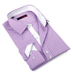 Overall Check Button-Up Shirt // Lavender + White (L)