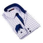 Overall Check Button-Up Shirt // Purple + Black + White (S)