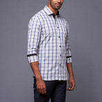 Ungaro // Button-Up Shirt // Blue + White Plaid (XL)