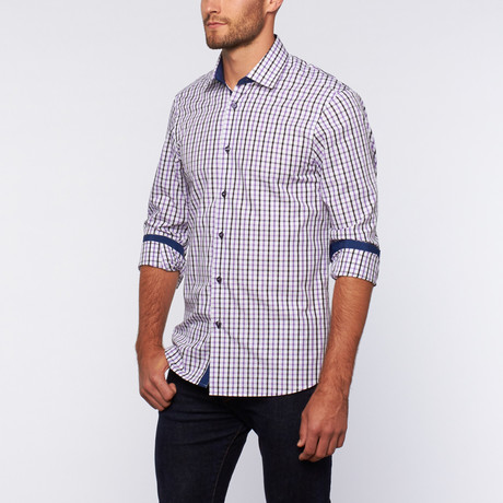 Button-Up Shirt // Black + Purple Shadow Plaid (S)