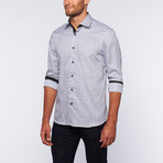 Button-Up Shirt // Blue + Brown Grid (L)