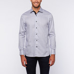 Button-Up Shirt // Blue + Brown Grid (XL)
