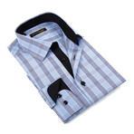 Glen Plaid Button-Down Shirt // Blue + Black (S)