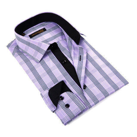 Glen Plaid Button-Down Shirt // Purple + Black (S)