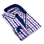 Large Tattersall Button-Down Shirt // Purple (L)