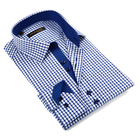 Shepherd's Check Button-Down Shirt // Blue (S)