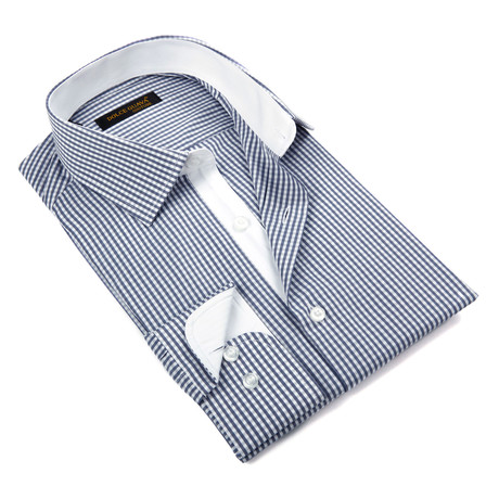 Micro Gingham Button-Down Shirt // Grey (S)