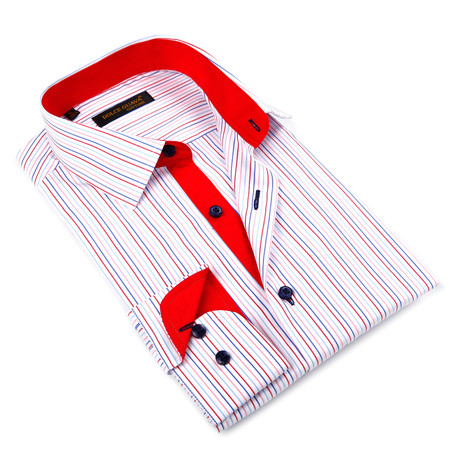 Striped Button-Down Shirt // Red (S)