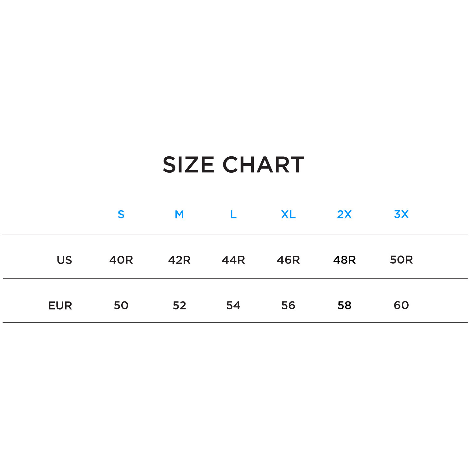 Members Only Jacket Size Chart