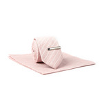 Skinny Tie + Tie Clip + Pocket Square // Brushed Pink