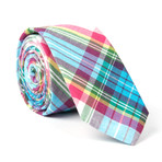 Skinny Tie + Tie Clip // Blue Plaid