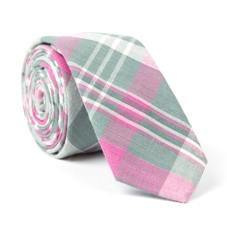 Skinny Tie // Grey + Pink