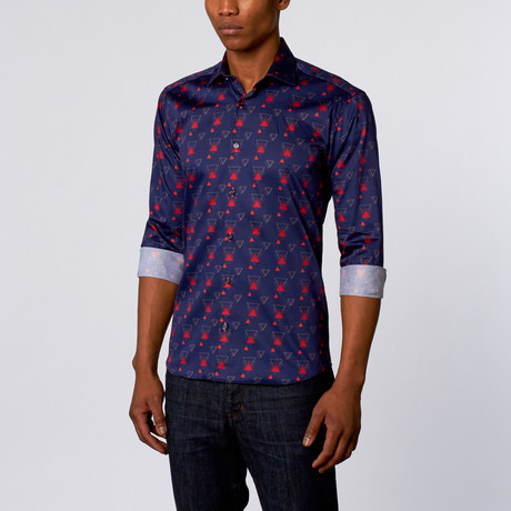 Luxor Triangle Dress Shirt // Navy + Red (S)