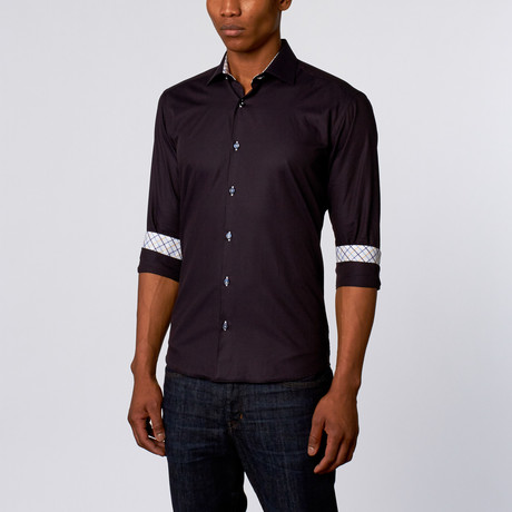 Luxor Zigzag Dress Shirt // Navy (S)