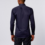 Luxory Satin Checker Dress Shirt // Navy (S)