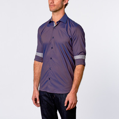 Luxor Sheen Checker Dress Shirt // Brown + Blue (S)