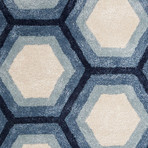 Contemporary Tribal Pattern Area Rug // Ivory + Blue (2'L x 3'W)