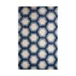 Contemporary Tribal Pattern Area Rug // Ivory + Blue (2'L x 3'W)