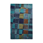 Contemporary Abstract Pattern  Area Rug // Blue + Green (2'L x 3'W)