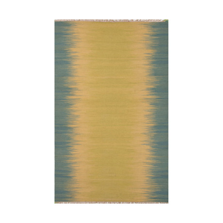 Flatweave Abstract Spectra Area Rug // Green + Blue (5'L x 8'W)