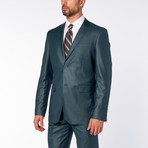 Slim-Fit Top Stitch 2-Piece Suit // Teal Green (US: 36S)