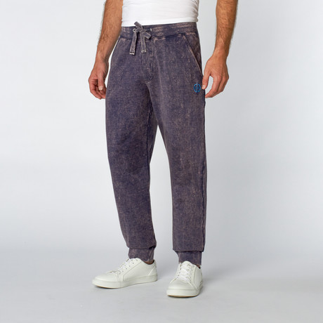 Distressed Denim Wash Fleece Jogger // Denim Acid (S)