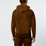 Distressed Denim Wash Fleece Hoodie // Copper Acid (S)