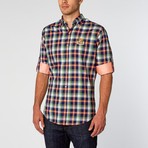 You+Shirt // Newton Plaid Casual Shirt // Navy + Orange + Green (M)