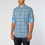 Neptune Plaid Casual Shirt // Teal + Black (XL)