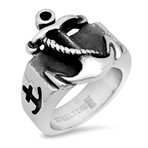 Silvertoned Anchor Ring (Size 9)