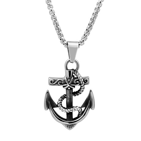 Black IP Anchor Pendant // Silver