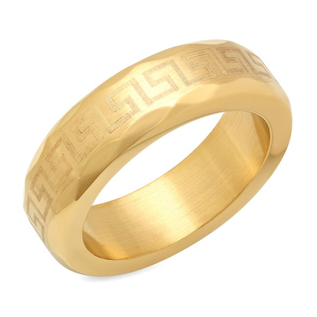 18k Gold Plated Greek Key Band Ring (Size 9)