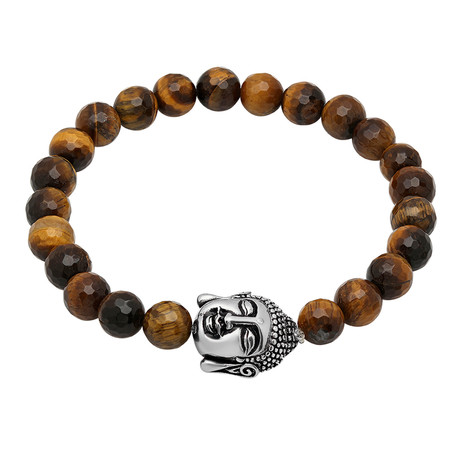 Buddha Lava Bracelet // Tiger Eye + Silver