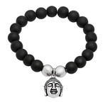 Lava Beaded Buddha Bracelet // Black