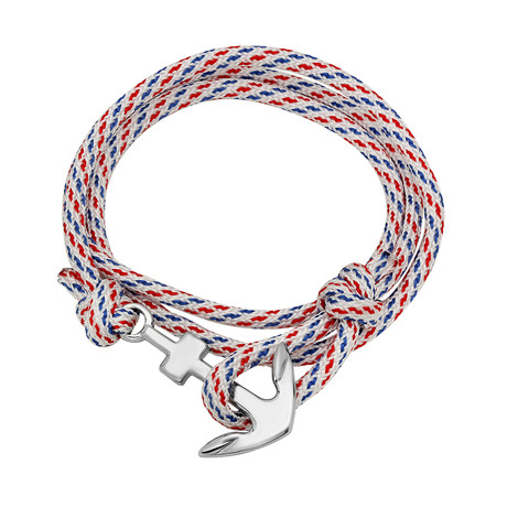 Leather Anchor Bracelet // White + Red + Blue